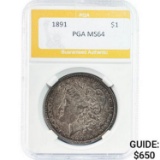 1891-O Morgan Silver Dollar PGA MS64