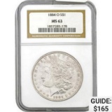 1884-O Morgan Silver Dollar NGC MS63