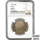1. 1934 Texas 50C NGC MS65 2. 1783 Washi