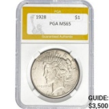 1928 Peace Dollar PGA MS65