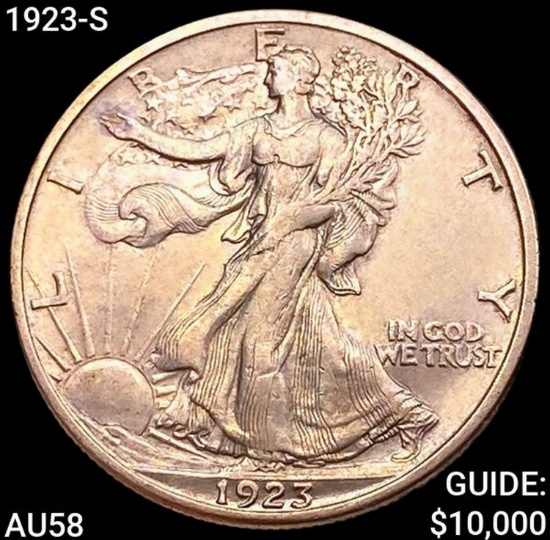 1923-S Walking Liberty Half Dollar CHOICE AU