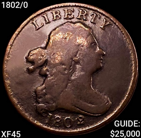 1802/0 Draped Bust Half Cent NEARLY UNCIRCULATED