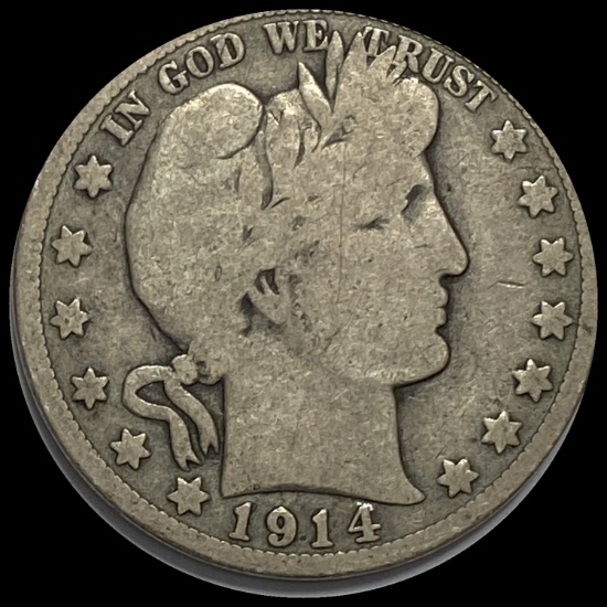 1914-S Silver Barber Half Dollar NICELY CIRCULATED