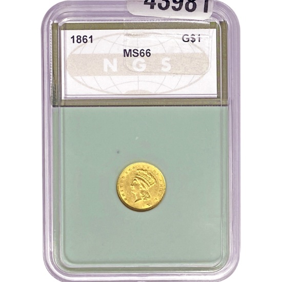 1861 Gold Dollar NGS MS66