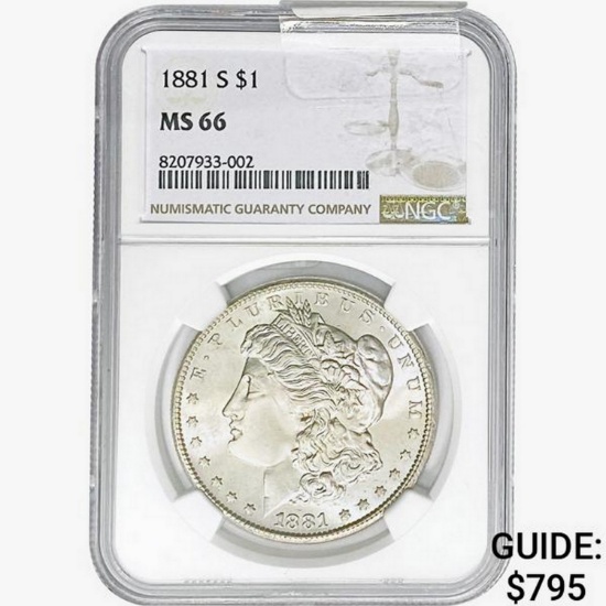 1881-S Morgan Silver Dollar NGC MS66