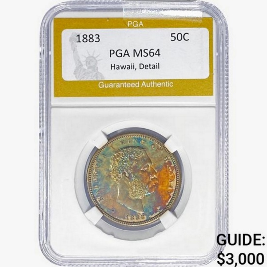 1883 Kingdom of Hawaii Half Dollar PGA MS64 DETAIL