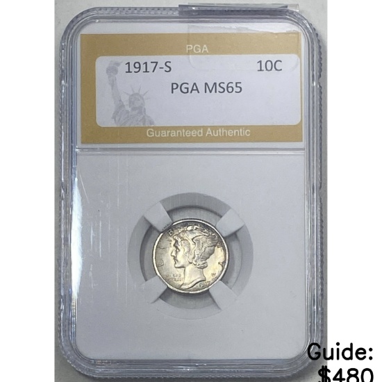 1917-S Mercury Dime PGA MS65