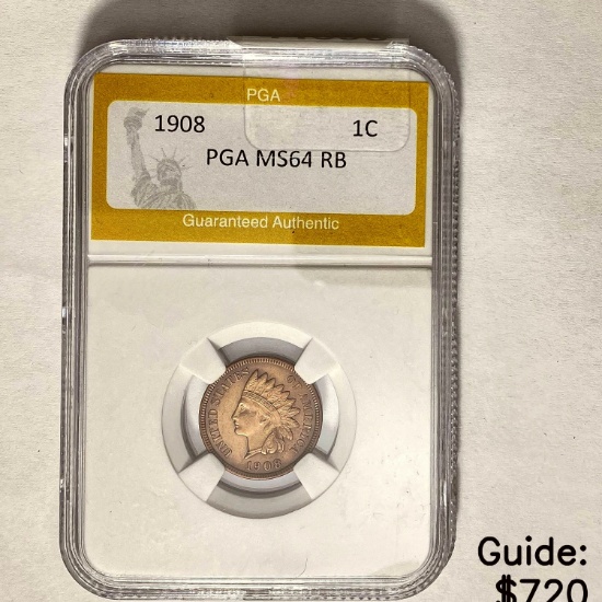 1908 1C Indian Head PGA MS64 RB