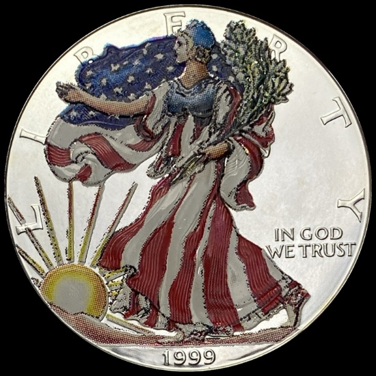 1999 1 oz Silver American Eagle Colorized GEM BU