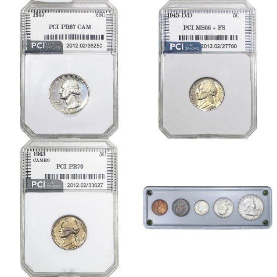 1943-1963 GEM BU/PF Silver US Coinage Lot [8 Coins] PCI MS/PF66-70