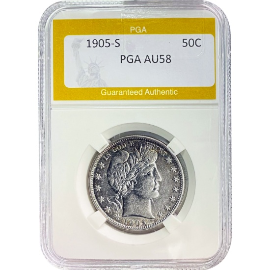 1905-S Barber Half Dollar PGA AU58