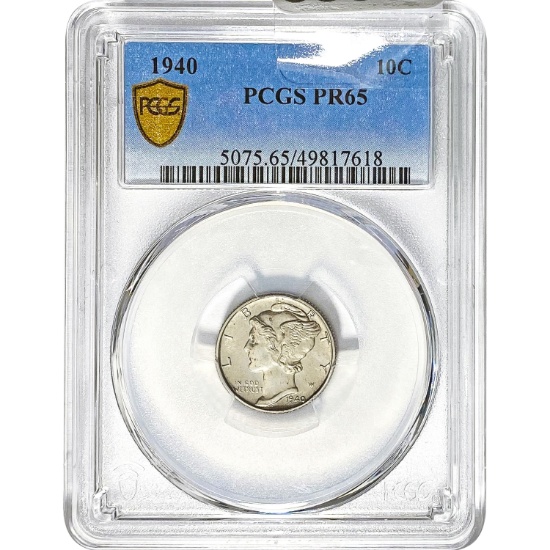 1940 Mercury Dime PCGS PR65