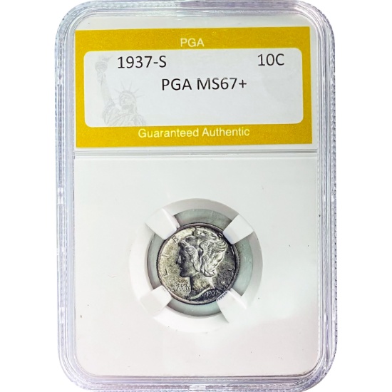 1937-S Mercury Dime PGA MS67+