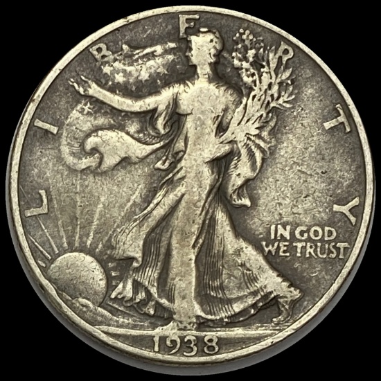 1938-D Silver Half Dollar Walking Liberty LIGHTLY CIRCULATED