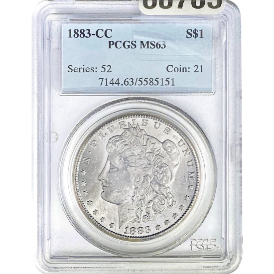 1883-CC Morgan Silver Dollar PCGS MS63