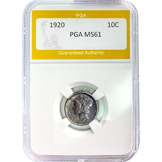 1920 Mercury Dime PGA MS61