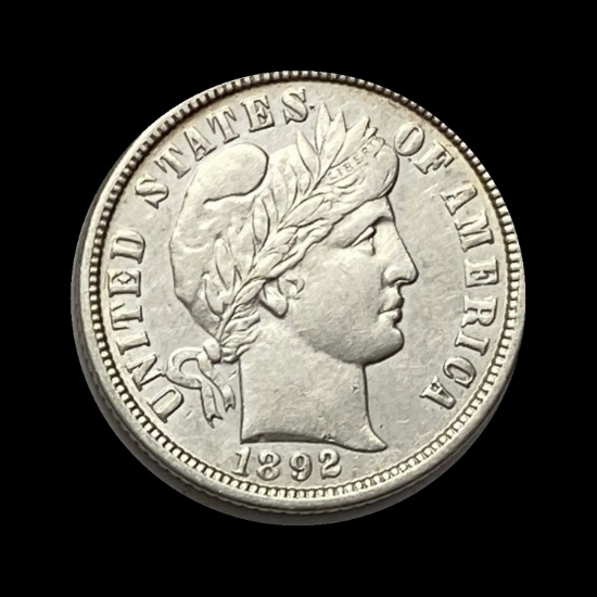 1892 Silver Barber Dime ABOUT UNCIRCULATED