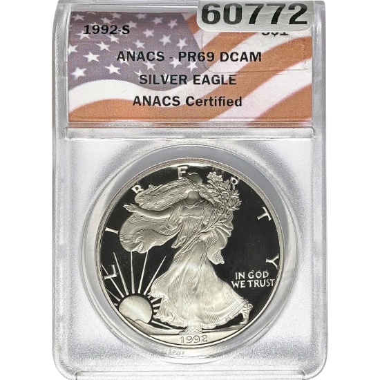 1992-S Silver Eagle ANACS PR69 DCAM