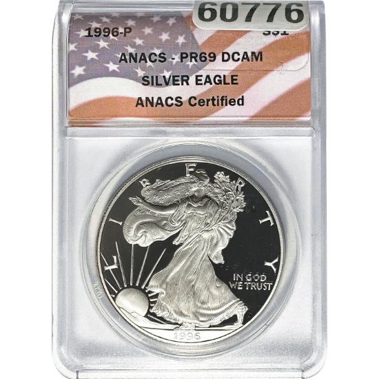 1996-P Silver Eagle ANACS PR69 DCAM