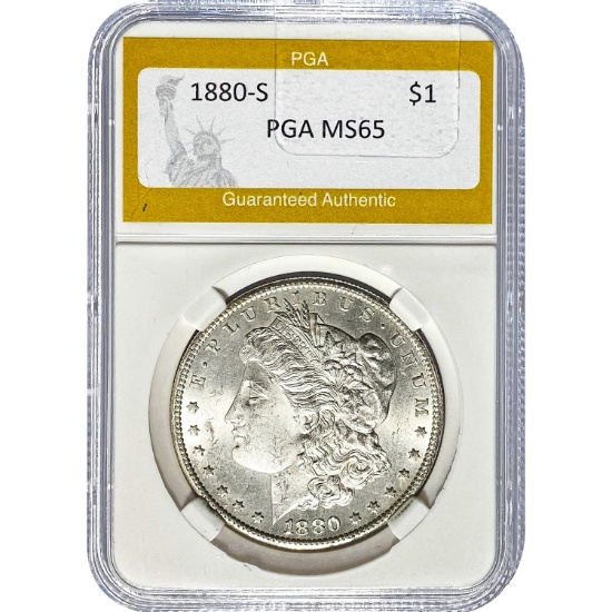 1880-S Morgan Silver Dollar PGA MS65