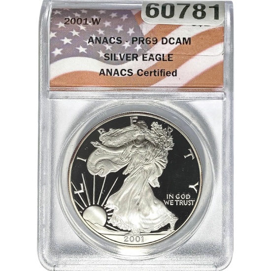 2001-W Silver Eagle ANACS PR69 DCAM