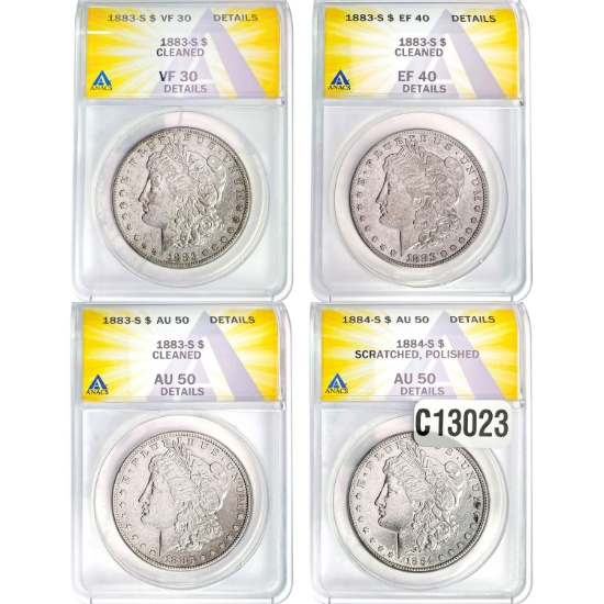 1883-1884 [4] Morgan Silver Dollar ANACS VF-AU30-50 Details