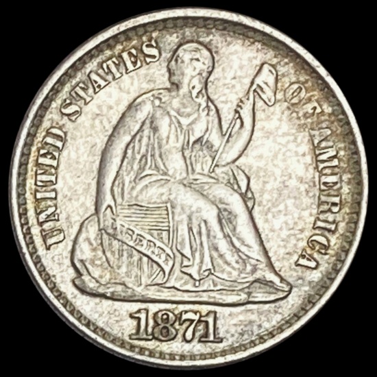 1871 Seated Liberty Half Dime CLOSELY UNCIRCULATED CLOSELY UNCIRCULATED
