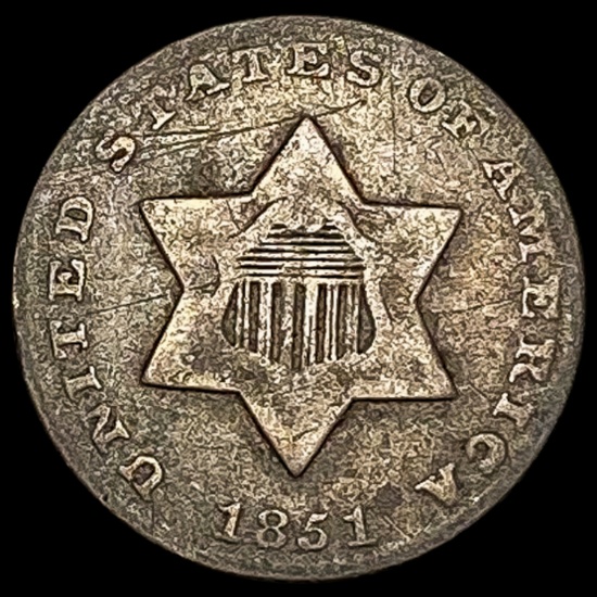 1851 Silver Three-Cent Piece NICELY CIRCULATED NICELY CIRCULATED