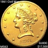 1861 Civil War $10 Gold Eagle CHOICE BU
