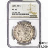 1893-CC Morgan Silver Dollar NGC VF30