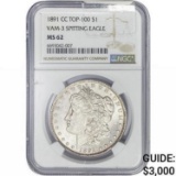1891-CC Morgan Silver Dollar NGC MS62 VAM3 Spit Eagle