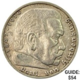 1935-F Germany Silver 5 Reichsmark CLOSELY UNCIRCULATED