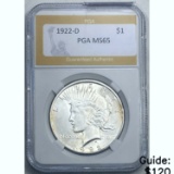 1922-D Peace Dollar PGA MS65 SILVER