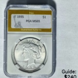1935 Peace Dollar PGA MS65