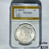 1887-O Morgan Dollar PGA MS62 SILVER