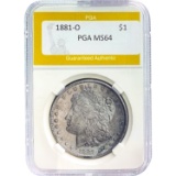 1881-O Morgan Silver Dollar PGA MS64