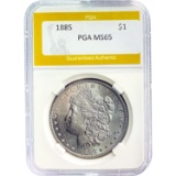 1885 Morgan Silver Dollar PGA MS65
