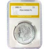 1882-S Morgan Dollar PGA MS64 PL