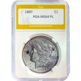 1897 Morgan Silver Dollar PGA MS64 PL