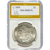 1879 Morgan Silver Dollar PGA MS65 PL