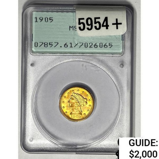 1905 $2.50 Gold Quarter Eagle NGC MS61