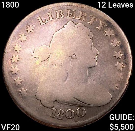 1800 12 Leaves Draped Bust Dollar LIGHTLY CIRCULATED
