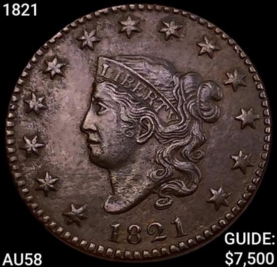 1821 Coronet Head Large Cent CHOICE AU