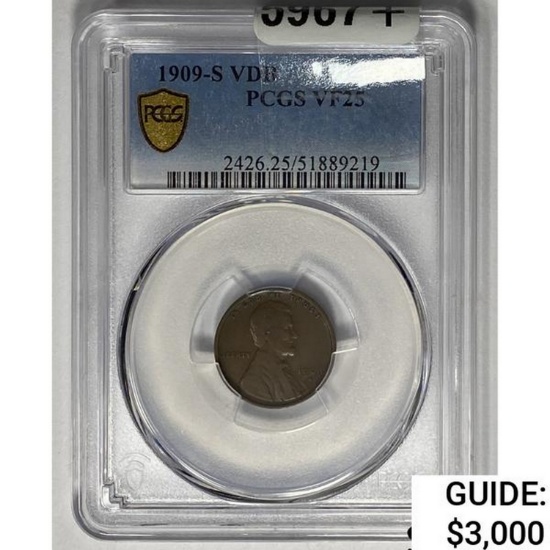 1909-S VDB Wheat Cent PCGS VF25