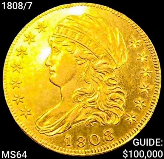 1808/7 $5 Gold Half Eagle CHOICE BU