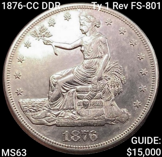 1876-CC DDR Ty 1 Rev FS-801 Silver Trade Dollar