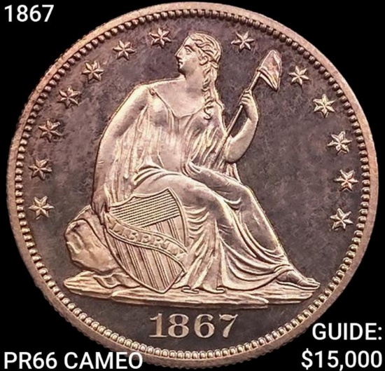 1867 Seated Liberty Half Dollar GEM PROOF CAM