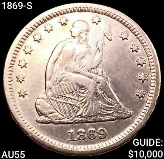 1869-S Seated Liberty Quarter HIGH GRADE