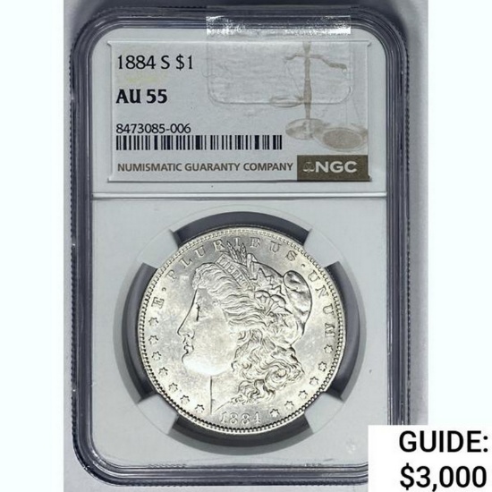 1884-S Morgan Silver Dollar NGC AU55