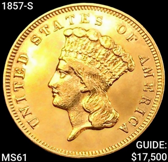 1857-S $3 Gold Piece UNCIRCULATED